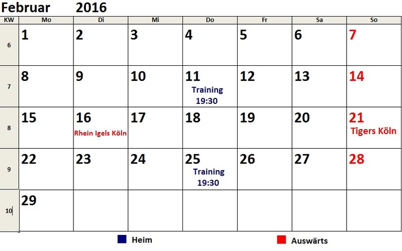 Kalender Ictigers Solingen